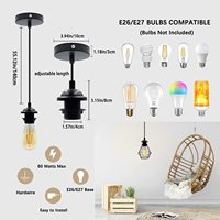 Kit d'éclairage suspendu cordon prise de câble E27 support de lampe réglable industriel Vintage suspendu plafond lanterne fer vis AC 220V