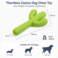 Jouet pour chien en caoutchouc Cactus de la collection Brand, avec design multi-grip de 19,6 cm pour soulager l'ennui et l'exercice oral quotidien