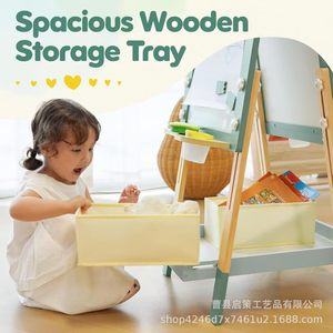 Caballete de madera para niños, tablero de dibujo magnético de doble cara, ajustable para 2 a 4 años, unisex - Product Image 2