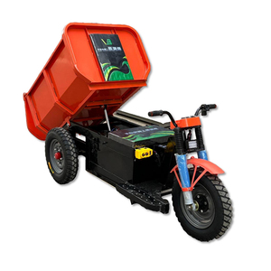 Mini-dumper électrique à trois roues, industriel, en acier thermolaqué rouge orangé, moteur 1000W, conception plateforme - Product Image 2