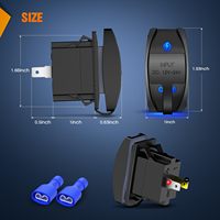 Interrupteur à bascule 12V-24V, style QC3.0 18W avec prise de charge USB C PD 30W