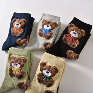 Cotton Over Knee Socks Jacquard <b>Bear</b> Women's Cartoon <b>Cute</b> Daily Causal Socks - Product Image 3