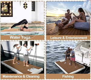 Piattaforma Galleggiante Gonfiabile Antiscivolo per Piscina, Bar Galleggiante, Molo in <span class=keywords><strong>Legno</strong></span>, Isola Galleggiante - Product Image 3