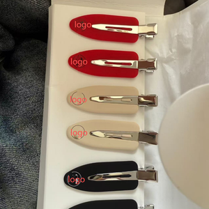 Barrettes à <span class=keywords><strong>cheveux</strong></span> plates en acétate sans pli, personnalisables avec logo, colorées, pour maquillage, sans trace, type bec de canard - Product Image 2