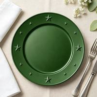 Assiettes de présentation dorées en plastique de 13 pouces Woju Festive, électroplaquées, avec bordure étoilée, pour la décoration de table de Noël