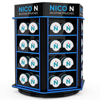 Présentoir rotatif personnalisé en acrylique pour sachets de nicotine, idéal pour les unités de snus et la vente de sachets de nicotine en magasin de tabac