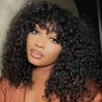 Promotion Pixie bouclés Double dessiné cheveux en gros 100% brésilien perruque de cheveux humains femmes noires 250% densité cheveux noirs naturels