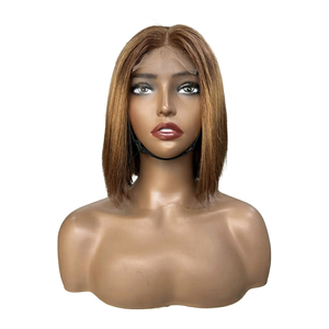 Perruque Cheveux Humains Tendance Actuelle Sans Colle, Perruque Bob Lisse Brillante Sans Colle en Cheveux Humains, Perruque Frontale en Dentelle Suisse HD Sans Colle - Product Image 1