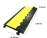 Protecteur de câble électrique à 5 canaux avec gaine jaune OEM avec rampes de bordure en caoutchouc Couvre-câble de sol en PVC Matériau du couvercle de base