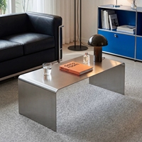 Table basse rectangulaire en acier inoxydable de qualité supérieure, style Bauhaus, design minimaliste italien, table mobile pour salon