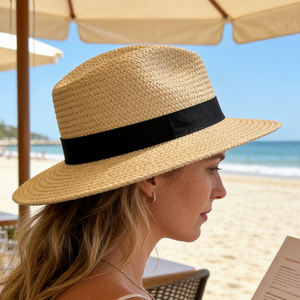 หมวก<span class=keywords><strong>ฟาง</strong></span>ขายส่ง หมวก<span class=keywords><strong>ฟาง</strong></span>ชายหาดกลางแจ้ง สกรีนโลโก้ตามสั่ง พร้อมริบบิ้นพิมพ์ลายตามสั่ง - Product Image 6