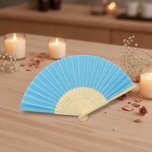 Ventilador de Mano Personalizado en Oferta, Ventilador Plegable de Bambú, Madera, Tela y Papel para Decoración del Hogar - Product Image 3