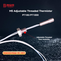 Sistema ajustable plateado M5 de 3 cables 26AWG Cable de alta temperatura PT100/PT1000 Termistor RTD Sensor de temperatura ODM