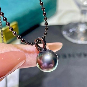 Pendentif en argent S925 avec perles rondes de 9 à 15 mm, accessoires de perles DIY, boucle de pendentif vide, pendentif en jade, 31047-Composants de bijoux - Product Image 1