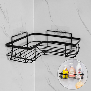 Support d'angle moderne sans trou pour trépied de salle de bain étagères de lavage support de shampoing en métal étagères triangulaires pour mur pour stockage d'épices - Product Image 6