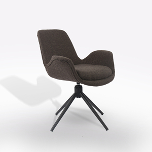 Sedia Girevole Nera 69x65x82 cm in Tessuto Caffè - Product Image 1