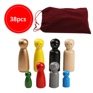 38 Pcs/Lot Figurine de poupée en bois pour la psychologie Décoration artisanale en bois coloré et jouet éducatif - Product Image 2