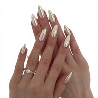 Ongles artificiels mi-longs en amande, pré-dessinés, plaqués couleur unie, à motifs, fabriqués au Zhejiang
