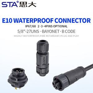 E10 वाटरप्रूफ 2 3 4 पिन बी सीधे/कोण ओवरमोल्ड इंजेक्शन प्रकार पुरुष महिला ip67/68 बायोनेट कनेक्टर प्लग - Product Image 2