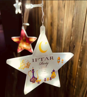 Guirlande lumineuse en forme de gouttelettes pour fenêtre, décoration de fête de l'Aïd al-Fitr, motif étoile et lune, thème islamique