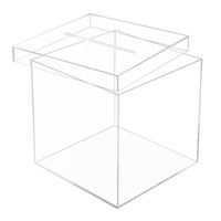 Boîte de présentation d'argent cadeau Lucite en acrylique transparent élégant de 10 pouces avec couvercle Boîte de cartes d'invitation de mariage en acrylique avec fente
