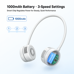 Ventilateur de cou à double moteur 1000 mAh, 3 vitesses, rotation à 720°, turbo à quatre canaux, ventilateur portable mains libres pour les voyages <span class=keywords><strong>en</strong></span> extérieur - Product Image 5