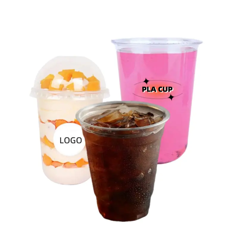 Custom personalized biodegradable disposable take-away sealing frosted juice bottle plastic cups for drinks with lids