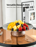 Plateau à fruits en acier inoxydable, plateau de service pour le salon, table basse pour fruits, noix séchées et en-cas, option cadeau