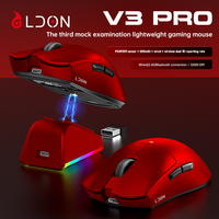 Ratón Óptico Inalámbrico para Juegos LDON V3PRO con Sensor PAW3311, 12000 DPI, RGB, Recargable, 8 Botones, Ergonómico para Ambas Manos