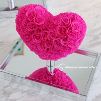 Boîte cadeau en acrylique 3D avec fleurs séchées et conservées, rose éternelle, battement de cœur, Saint-Valentin, fête des mères