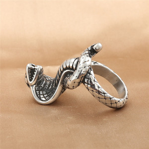 Snake <b>Ring</b> Men's Stainless Steel Animal Shape Punk Style Gift Jewelry <b>Large</b> Silver US Size 21027 - Product Image 4