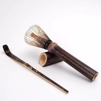Fouet à matcha en bambou naturel à long manche avec support en bambou, ensemble Chasen pour tasses profondes, mugs, café, salon de thé, vente en gros