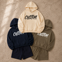 Custom Streetwear Hoodie Set Heren Katoenen Hoodie en Shorts Set 330gsm Oversized Casual Sportkleding