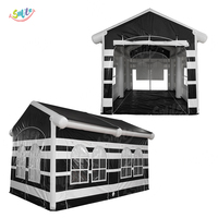 Carpa Inflable de Grado Comercial con Franjas Blancas y Negras, Carpa para Eventos y Alquiler para Fiestas con Ventanas
