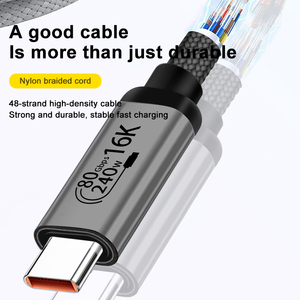 Cable <span class=keywords><strong>de</strong></span> Carga Rápida JustLink OEM ODM <span class=keywords><strong>de</strong></span> 240 W USB4.2 16K 80 Gbps Tipo-C a Tipo-C con Funda <span class=keywords><strong>de</strong></span> Nailon para Teléfono, Auriculares y Reloj - Product Image 5