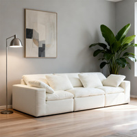 OEM Minimalistisches Cremeweißes Modulares Sofa-Set Vakuumkomprimierte Sektionalgarnitur für Boutique-Hotel Büro Studio