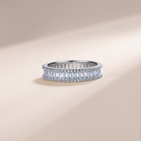 Bague Éternité Complète en Argent Sterling 925 avec Moissanite Taille Baguette, Plaqué Or Vermeil 3 Carats, Bijoux Fins pour Femme, Cadeau, Vente en Gros