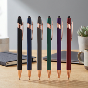 Stylos à bille promotionnels en métal avec logo personnalisé, écran tactile imprimé multicolore pour pointe de 1,0 mm, cadeaux promotionnels - Product Image 3