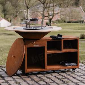 MEISU.CH 3-5 People Modern Powder Coated Steel Charcoal <b>Fire</b> Pit Smokeless Indoor Bbq Huge Outdoor Table WS-TB-800 Corten Steel - Product Image 4