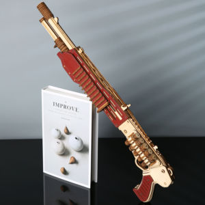 ของเล่นเสริมพัฒนาการใหม่ ของตกแต่งโต๊ะทำงาน ตัวต่อเลเซอร์คัท จิ๊กซอว์ ปืนยิงยางไม้ <span class=keywords><strong>M870</strong></span> ปืนลูกซอง งานฝีมือไม้ DIY ของขวัญที่ดีที่สุด - Product Image 1