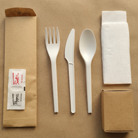 Nouvel Arrivage 2026 – Ensemble de Couverts de Luxe Écologiques Biodégradables en Amidon de Maïs (Couteau, Fourchette, Cuillère, Assiette, Poivre, Sel, Serviette) de 6 Pouces pour Fêtes