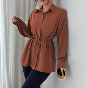 Chemise ajustée à manches longues pour femme, couleur unie, nouveau style, décontractée, élégante, pour le bureau, tendance - Product Image 4