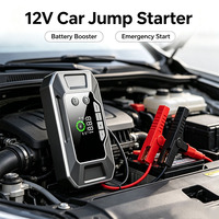 Démarreur de voiture 12V avec gonfleur de pneus, pompe à air portable, batterie externe, lumière d'urgence LED