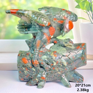 Calaveras de Cristal Talladas a Mano y Cuarzo de Fuego con Águila, <span class=keywords><strong>Jaspe</strong></span> Oceánico, Piedra de Sangre Africana, Técnica de Grabado para Colección y Decoración del Hogar - Product Image 3