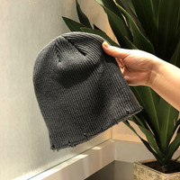 Vrouwen Custom Acryl Beanie Hoeden Geboeid Distressed Muts Korte Winter Skull Cap Custom Breien Distressed Mutsen