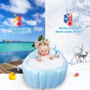 Inflatable Baby Bathtub Foldable Bear Design Infant <b>Shower</b> Tub with <b>Hook</b> for Newborn Toddler - Product Image 6