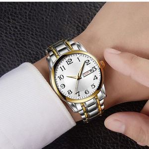 Reloj de hombre con calendario doble, manecillas luminosas, números grandes, cuarzo resistente al agua, estilo empresarial minimalista. - Product Image 2