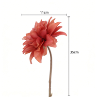 Bunga Dahlia Kuning Buatan dari Kain dengan Batang, Bunga Palsu untuk Karangan Bunga Pernikahan, Rangkaian Bunga untuk Dekorasi Rumah DIY