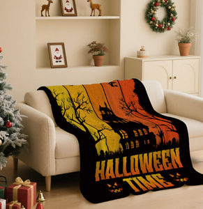 Couverture en flanelle imprimée rétro Halloween <span class=keywords><strong>Maison</strong></span> Hantée, durable, pour canapé, sieste et climatisation, idéale comme cadeau <span class=keywords><strong>de</strong></span> bienvenue - Grande <span class=keywords><strong>Vente</strong></span> - Product Image 2