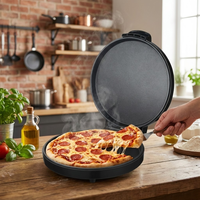 Machine à pizza électrique, plaque plate, surface antiadhésive, 1400 watts, cuisson rapide, contrôle de la température réglable, pour la maison et l'hôtel